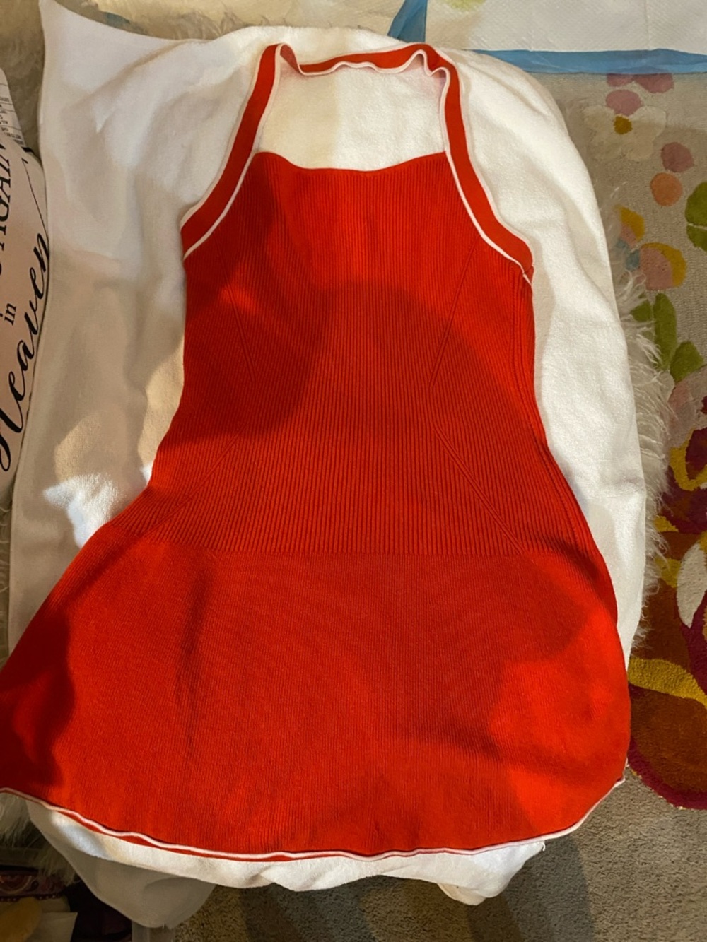 Red Knit Halter Mini Dress - Classic Women's Summer Dress by Anthropology brand